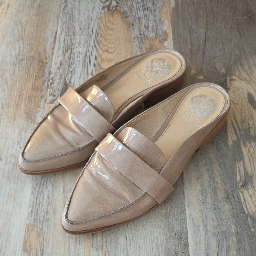 Vince Camuto Blush Patent Pointed-Toe Mule Loafers